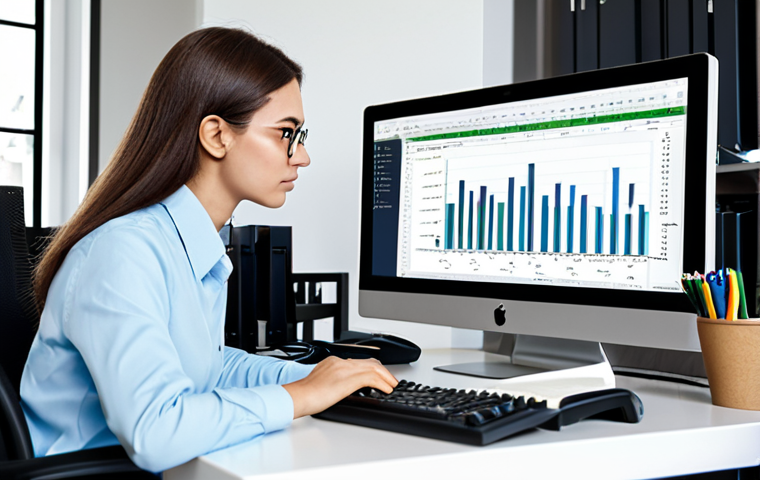 A focused individual (gender-neutral) in modest professional attire, sitting at a clean desk in a modern home study. The person is looking intently at a computer screen displaying an intuitive data analysis interface, possibly showing SQL queries or an Excel spreadsheet with charts, symbolizing early steps in data exploration. Books on data science are neatly stacked nearby. The atmosphere is calm and conducive to learning. Fully clothed, appropriate attire, safe for work, perfect anatomy, natural pose, correct proportions, professional photography, high quality, family-friendly.